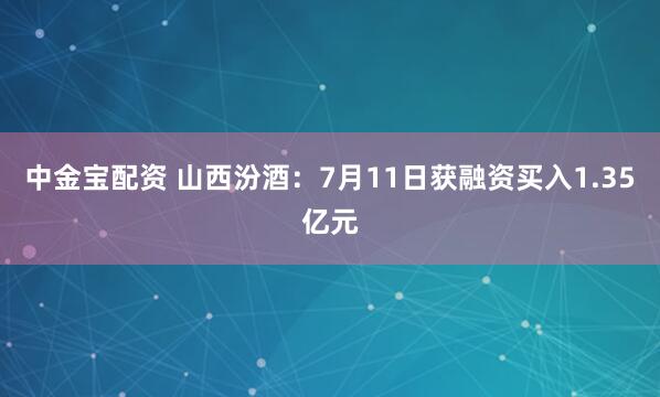 中金宝配资 山西汾酒：7月11日获融资买入1.35亿元