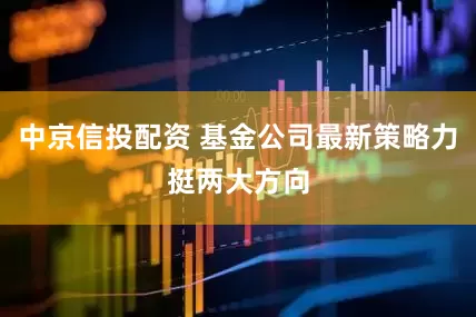 中京信投配资 基金公司最新策略力挺两大方向
